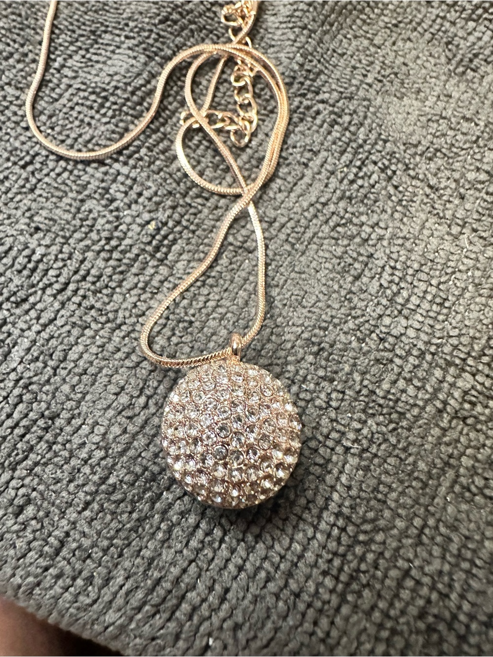 Pave Crystal Round Pendant Necklace in Rose Gold